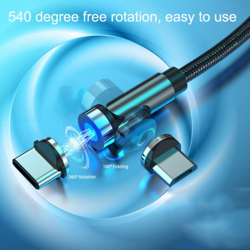 Câble de chargement de données rotatif CC56 USB vers Type-C / USB-C à interface magnétique avec prise anti-poussière, longueur du câble : 2 m (noir) SH502A1956-06